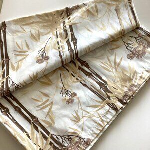 Vintage Wamsutta Bamboo Brown Tan Nature Flat Bed Sheet Linen Bedroom Earth Tone